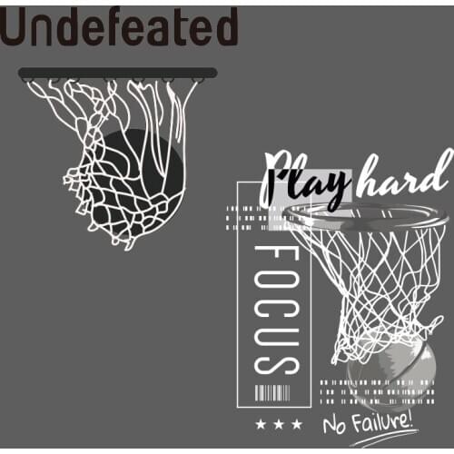 Simple Personality Black And White Basketball Letter Pattern Heat Vinyl Ironing Stickers Decor Heat Transfer PVC Patch