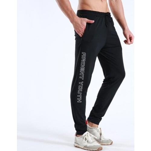 Fashion Men Casual Pants Casual Ankle Tie Elastic Breathable Drawstring Long Pants Sports Sweatpants for Men Male Clothing