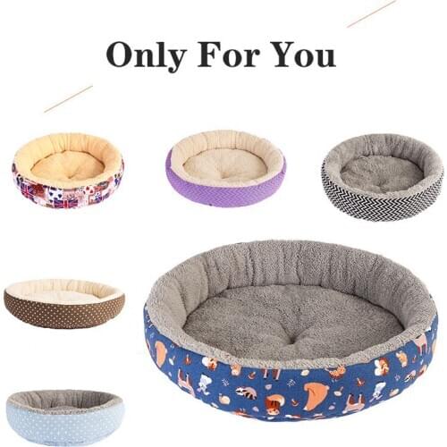 Pet Dog Bed Warm Fleece Round Dog Kennel House Washable Winter Pets Dog Beds For Medium Large Dogs Cats Soft Sofa Cushion Mats