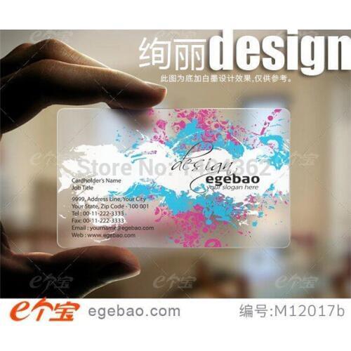One sided printing Custom business cards visit card printing transparent /White ink PVC Business Cards NO.2177