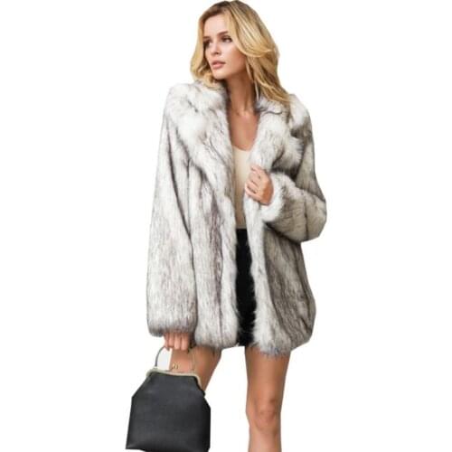 Abrigos Mujer Invierno New Plus Size Casual Turn Down Collar Casual Warm Fashion Female Fake Fur Overcoats Fourrure Femme J3248