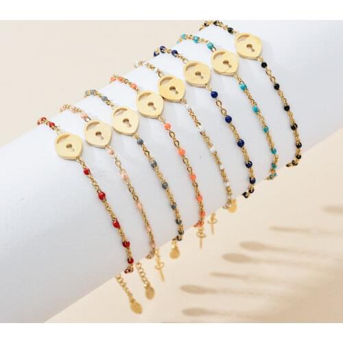 ZMZY New Fashion Stainless Steel Accessories Simple Cute Gold Heart Bracelet Women LOVE Lock Charm Chain Bracelet wholesale