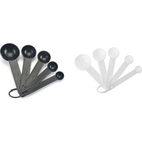 1 Set Of 5 Measuring Cup Spoon Teaspoon Coffee Sugar Spoon Plastic Handle Spoon Kitchen Measuring Baking Cooking Tool