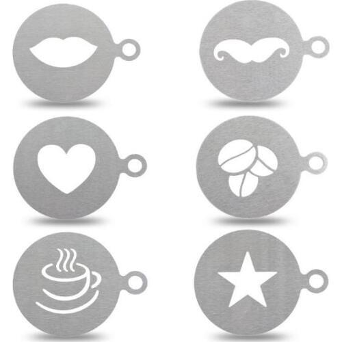 1PC 12.5cm Stainless Steel Metal Chocolate DIY Coffee Latte Art Mould Cappuccino Spray Coffee Stencils Barista Duster NO 004