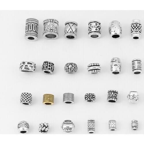 10pcs Tibetan Silver Metal Beads Slider Spacer for 3mm 5mm 6mm 10mm Round Leather DIY Bracelet Making
