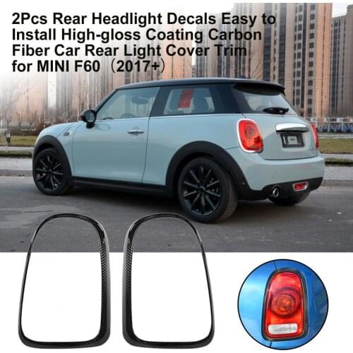 2Pcs Rear Headlight Decals Easy to Install High-gloss Coating Carbon Fiber Car Rear Light Cover Trim for MINI F60（2017