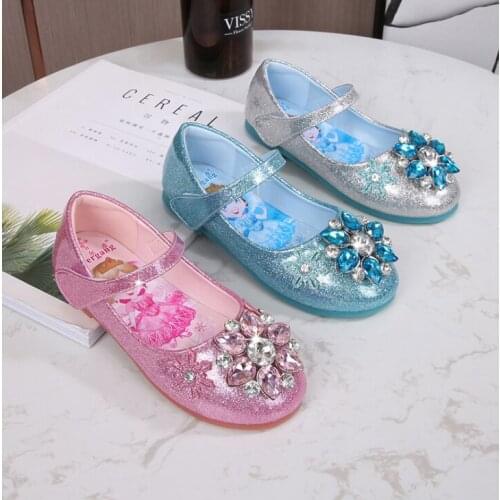 2021 Disney Frozen Elsa Sandals for Girls Children Party Dancing Shoes Kids Frozen Princess Sandals Shining Sandals Flat Shoes