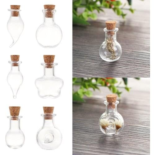 5Pcs Mini Wishing Glass Bottles DIY Pendants Cork Stopper Storage Vial Wedding Jewellery Home Decoration Empty Transparent Jars