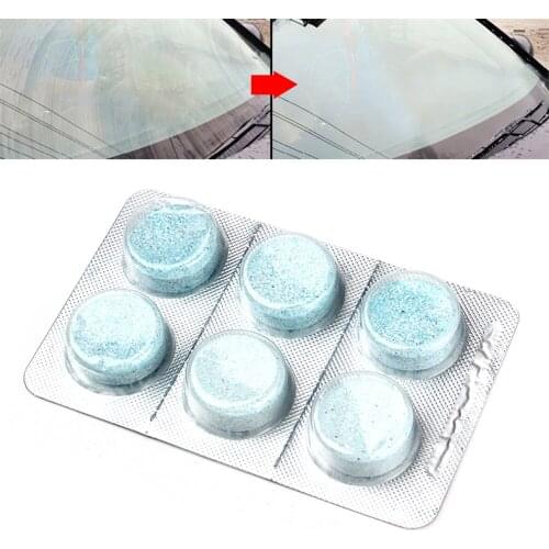 6pcs Pills Car Windshield Cleaning Concentrated Rinse Block Kit Solid Wiper Water Additive Window Glass Cleaner Auto Accessories