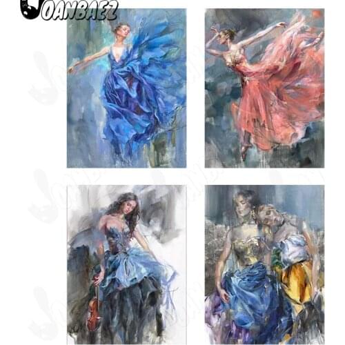 Abstract Dance Girl Diamond Painting 5D Diy Vintage Oil Painting Wall Art Sticker Diamond Embroidery Mosaic Inlaid Room Decor