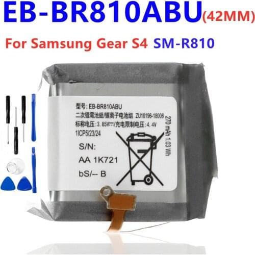 Battery EB-BR810ABU SM-R810 R81042MM 270mAh Battery EB-BR800ABU For Samsung Gear S4 SM-R800 SM-R805 R80 R805 46mm 472mAh + Tools
