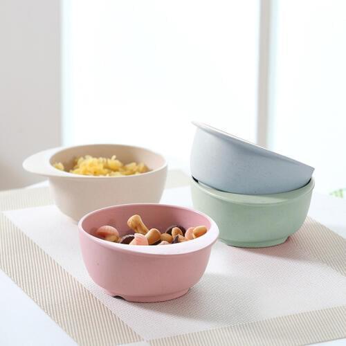Bamboo Baby Bowls Natural Fiber Bowls for Kids Fall-proof Baby Feeding Tableware Portable Plate Dishes for Children Feeding Bowl
