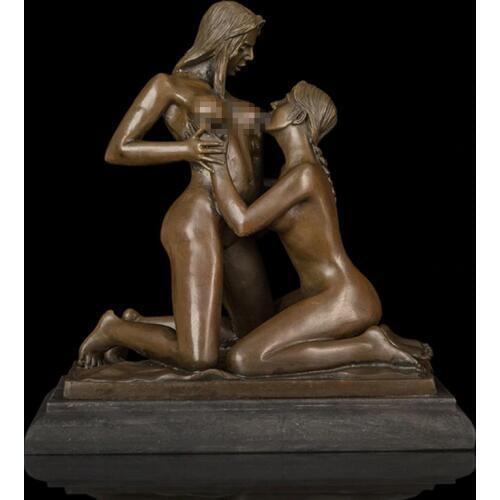 Artwork Western Bronze Sculpture Nude Girl Statue Figurines Christmas Gifts
