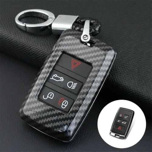 Carbon Fiber ABS Remote Car Key Fob Case Cover Holder Shell Keychain For Land Rover Discovery 4 5 Range Rover Evoque Velar Sport