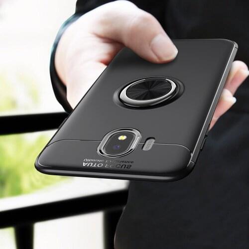 For Samsung Galaxy J4 2018 Case Cover Colorful Metal Magnetic Ring Holder Soft Silicone TPU Luxury Case for Samsung J4 2018