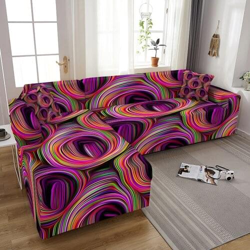 Colorful Abstract Wave Sofa Covers For Living Room L Shape Corner Sofa Cover 3D Print Sofa Slipcover Couch Cover 1/2/3/4 Seater