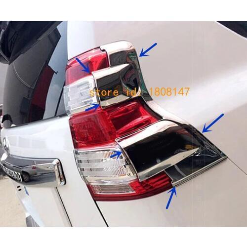 For Toyota Prado/FJ150 2010 2011 2012 2013 Car Rear Tail Back Light Lamp Detector Frame Stick ABS Chrome Trim Switch Panel 2pcs