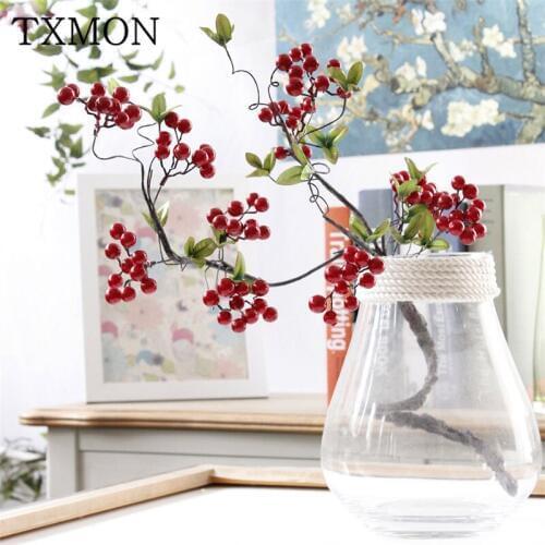 Artificial flower foaming branch red fruit foam fake flower holiday home living room study room decorations simulation berry