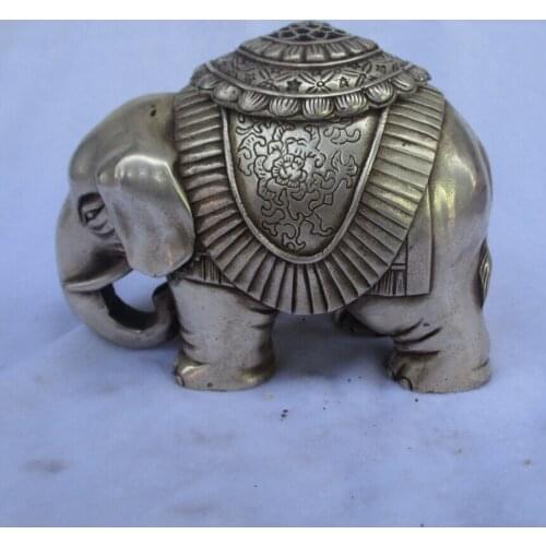 Raro antiguo Tíbet plata tallada elefante de la suerte quemador de incienso/censer de metal envío gratis
