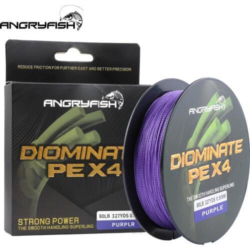 Angryfish 4 Strands Multifilament Fishing Line 327Yds/300MBraided Fishing Line PE Saltwater/Freshwater 15 20 25 30 40 50 60 80LB