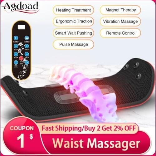 Agdoad Electric Lumbar Traction Massager Waist Back Vibration Massage Device Waist Pain Body Fatigue Relief Lumbar Spine Support