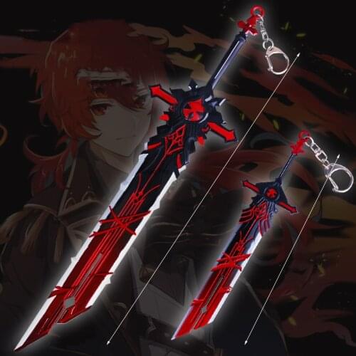 Alloy sword weapon model keychain martial arts cool style jewelry 30cm cartoon shape childrens gift stage outdoor toy