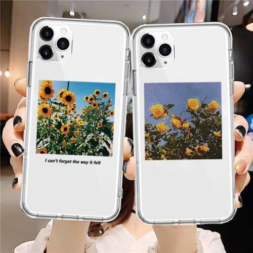 Flower Sunflower Rose Soft TPU Coque Phone Case For iPhone 11 Pro XS Max XR X 7 8 6 6S Plus SE 2020 Case Silicon Clear Cover