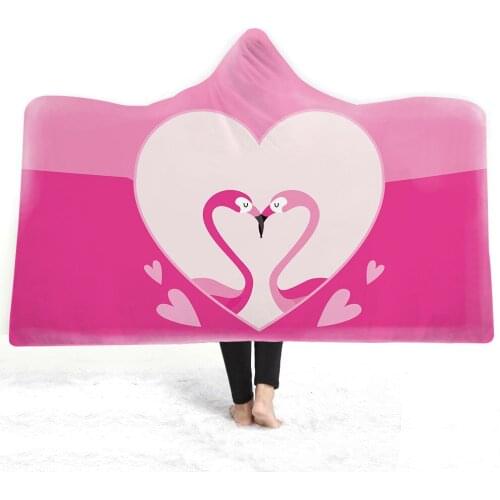 Sofa Couch Bed Soft Warm Hooded Blanket Flamingo Tropic Leaves Travel Blanket Cover Winter Creative Wearable Blanket