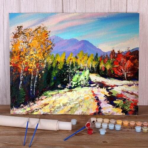 Landscape Light Autumn Coloring By Numbers Painting Complete Kit Oil Paints 40*50 Boards By Numbers Paintings Wholesale