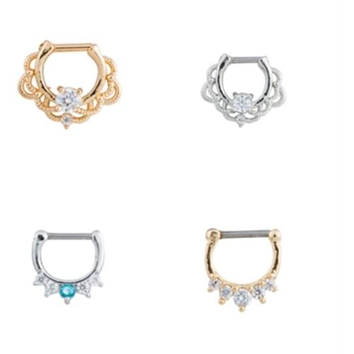 Lot20pcs 16g~1.2mm NEW CZ Clicker Hoop Septum Jewerly Nose Ring Nipple Bar Nose/Ear Hoop Ring