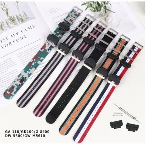 Nylon NATO Watchband Heavy Duty Strap for Casio GA-100 GD-100 G-8900 DW-5600 GW-6900 DW-9052 GLS-8900 Sport Watch Bracelet