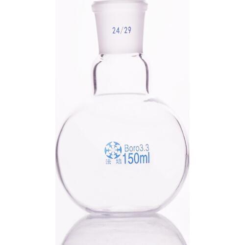 Single standard mouth flat-bottomed flask,Capacity 150ml and joint 24/29,Single neck flat flask,Boiling flask