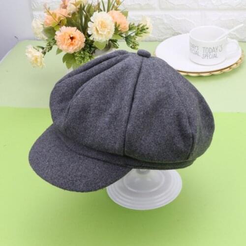 Autumn Winter Beret Hat Baby Kids Boys Girls Woolen Newsboy Artist Flat Hats Q1FE