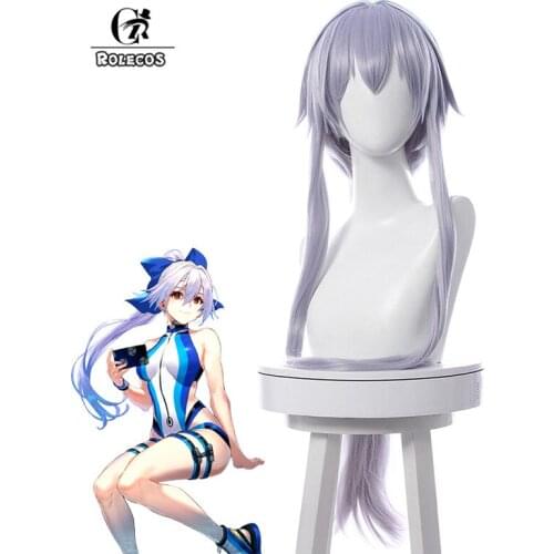 ROLECOS Game FGO Tomoe Gozen Cosplay Wig Fate Tomoe Gozen Cosplay Wig Women Ponytail Long Headwear Heat Resistant Synthetic Hair
