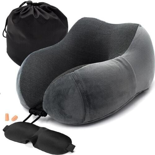 1PC U Shaped Memory Foam Neck Pillows Soft Slow Rebound Space Travel Pillow Solid Neck Cervical Healthcare Bedding Drop Shipping