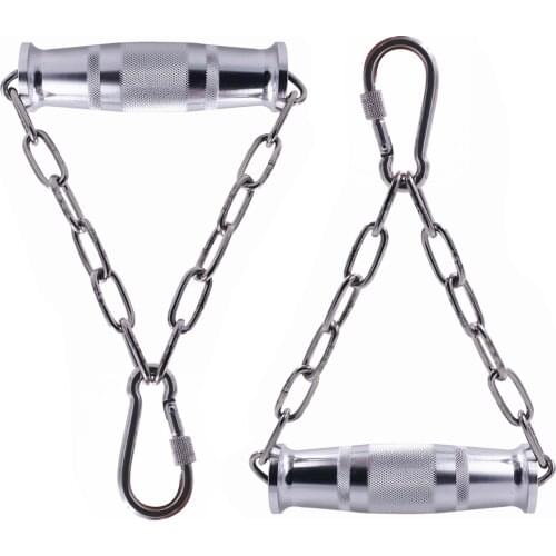 Strong Heavy Duty Metal Gym Handles Grips with Stainless Steel Chain for Pulley Cable Machine Attachments Home Fitness Equipment