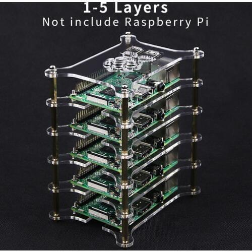 Raspberry Pi 4 Case 1-5 Layers Acrylic Shell Stackable Dog Bone Box Clear Enclosure Fits Raspberry Pi 3 Model B 3B Plus 2B 4B