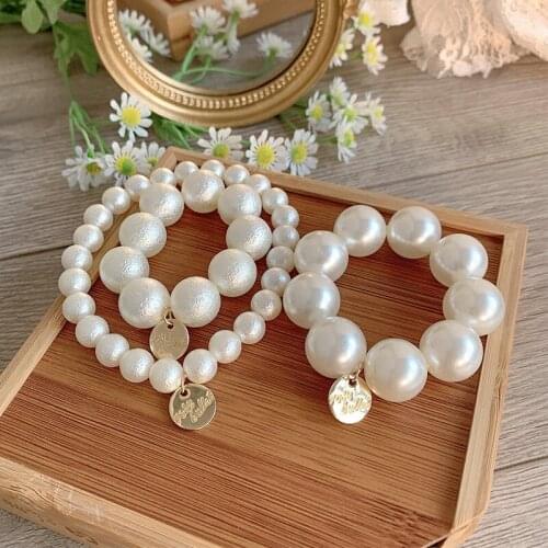 Large Ivory White Pearl Hair Ties Fashion Korean Style Hairband Scrunchies Girls Ponytail Holders Rubber Band Hair Accessories