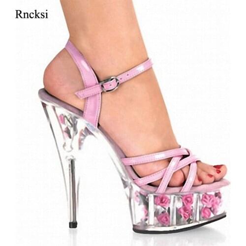 Rncksi Womens Sexy Pink Shoes 15CM High Heel Platforms Pole Dance/Performance /Star /Model, Sandals Party / Wedding Sandals