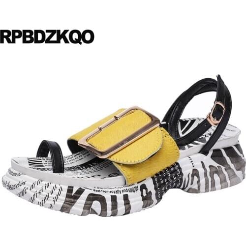 Red Embellished Yellow Harajuku Women Wedge Platform Sandals Low Heel Ankle Strap Flatform Shoes Toe Ring Pumps Sneakers Soft