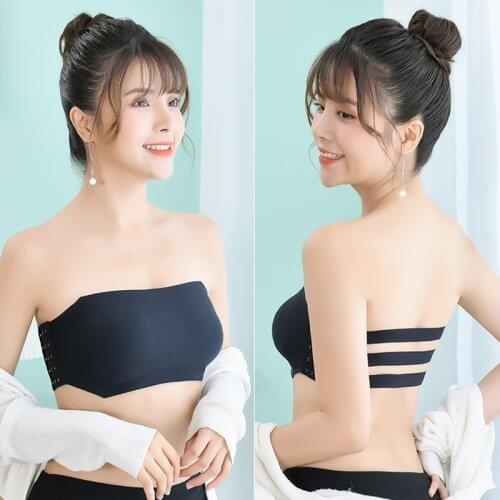 Sexy Seamless One Piece Tube Top Ice Silk Women Invisible Camis Sport Bra Strapless Chest Wrap Underwear Adjustable Bandeau Top