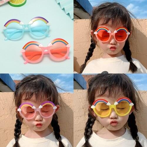 Kids Sunglasses Childrens Round Frame Sunglasses Boys And Girls Fashion Rainbow Glasses Baby Sunglasses UV Protection