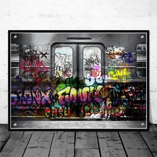 Modern Railway Station Graffiti Wall Art Painting On The Train Street Art Canvas Prints Decorative Poster Picture For Home Room