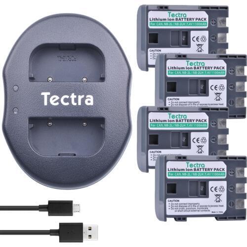 Tectra 4pcs NB-2L NB-2LH NB 2L NB 2LH Rechargeable Li-ion Battery + USB Dual Charger for Canon 350D 400D G7 G9 S30 S40 z1