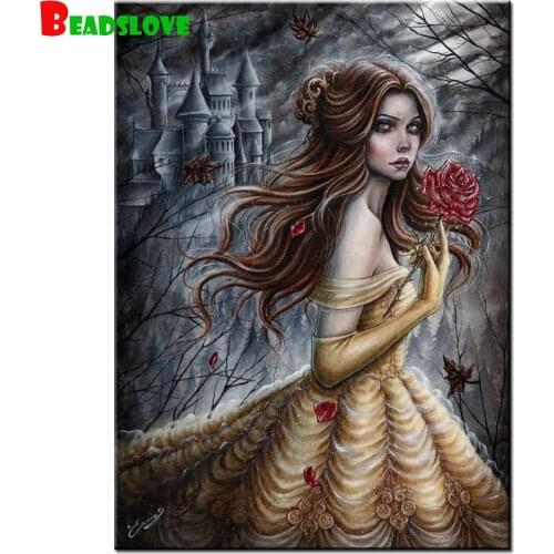 Vampire Rose Girl 5d diy diamond painting cross stitch full square round diamond embroidery Cartoon art mosaic B115