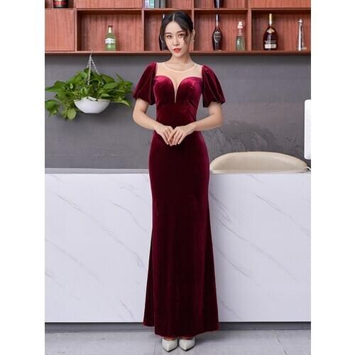 Flared Sleeve Velour Evening Dress Mermaid Elegant Floor Length Women Formal Party Gowns Vintage Robe De Desoriee XUCTHHC 2021