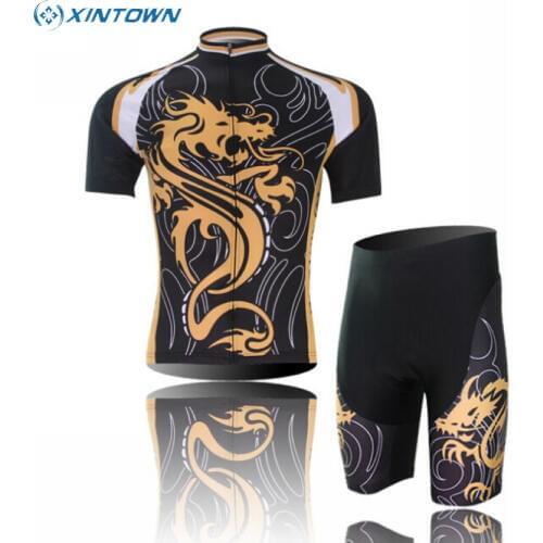 XINTOWN Team Sports Outdoor Summer Ropa Ciclismo Cycling Jersey Bib Shorts Set Bike Bicycle Short Sleeve Clothing Yellow Dragon