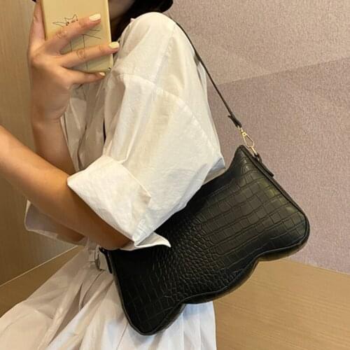 2021 Fashion Alligator Pattern Handbag For Women PU Leather Casual Small Totes Shoulder Bags Female Solid Color Underarm Purse