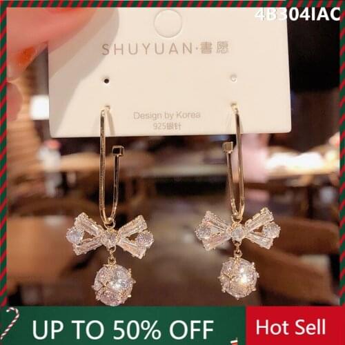 Women Zircon Earrings Bow Drop Earring Crystal Earring Female Delicate Jewelry Accessories Gift Wholesale Dropshipping