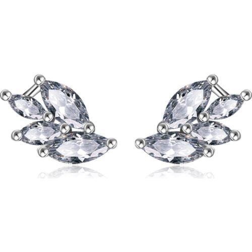 Trendy High Quality Cubic Zircon Crystal Stud Earrings For Women Fashion 925 Sterling Silver Earring Jewelry Brincos